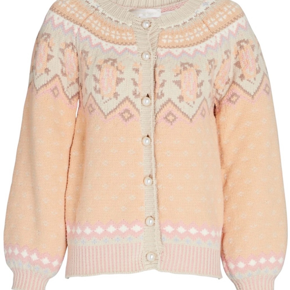 LoveShackFancy Peach and Cream Cardigan